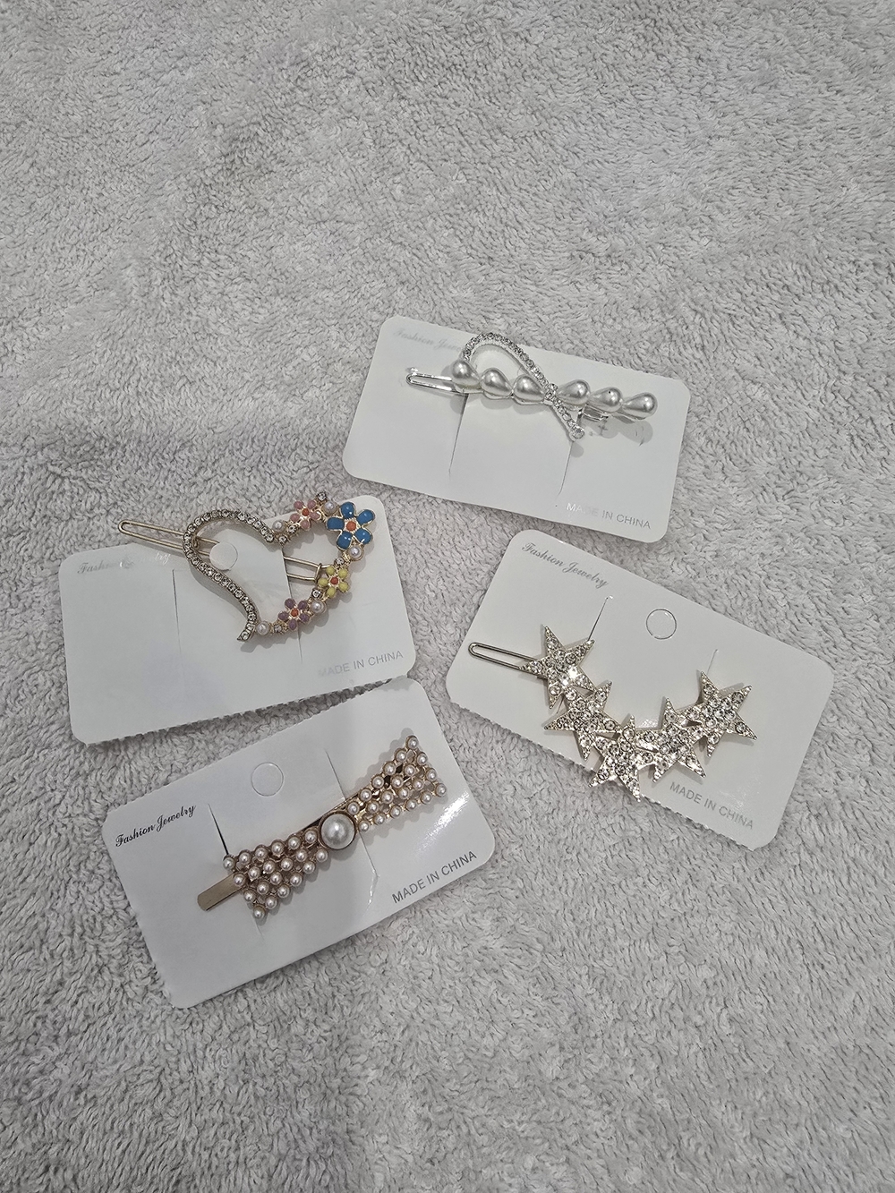 Silver-tone Pearl & Crystal Hair Clip Set - Women Accessories